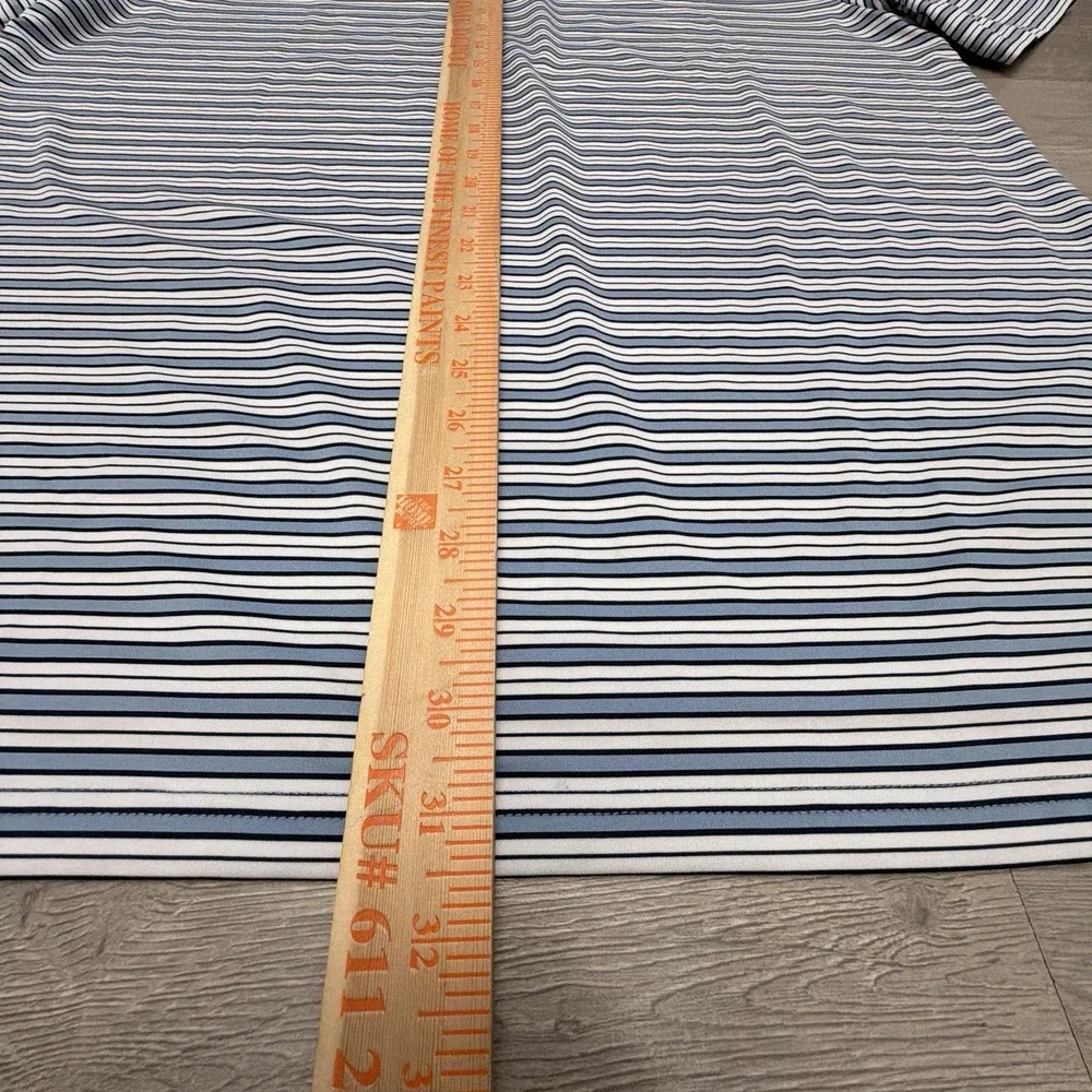 RLX Ralph Lauren Golf Polo Mens Large Blue Stripe Performance Stretch